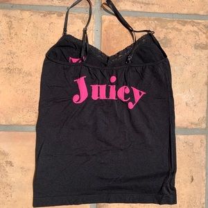 black hot pink stretch lace trim TANK TOP playboy